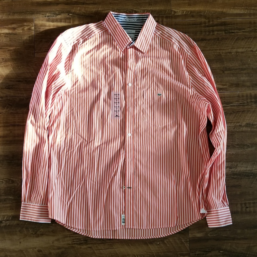 Orange Striped Lacoste button up shirt